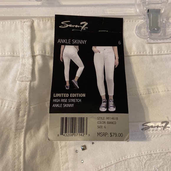 Seven7  High Rise Strech Ankle Skinny Women White Jeans Pants size 6 brand new - Picture 8 of 12